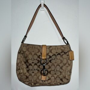 Vintage Coach Signature Canvas Shoulder Bag F13067 Brown Tan